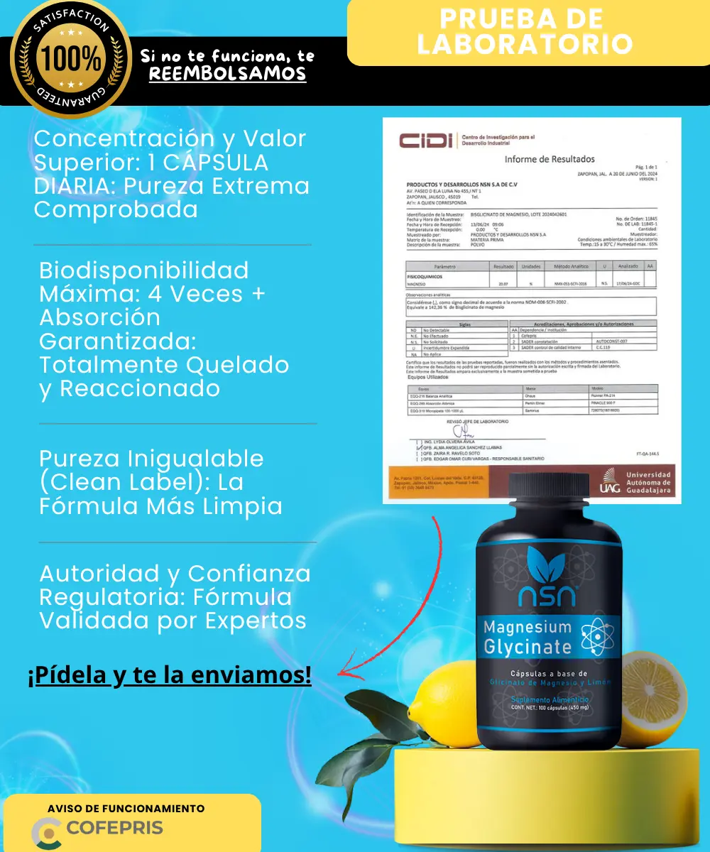 Glicinato de Magnesio | Magnesium Glycinate NSN Natural Smart Nutrition