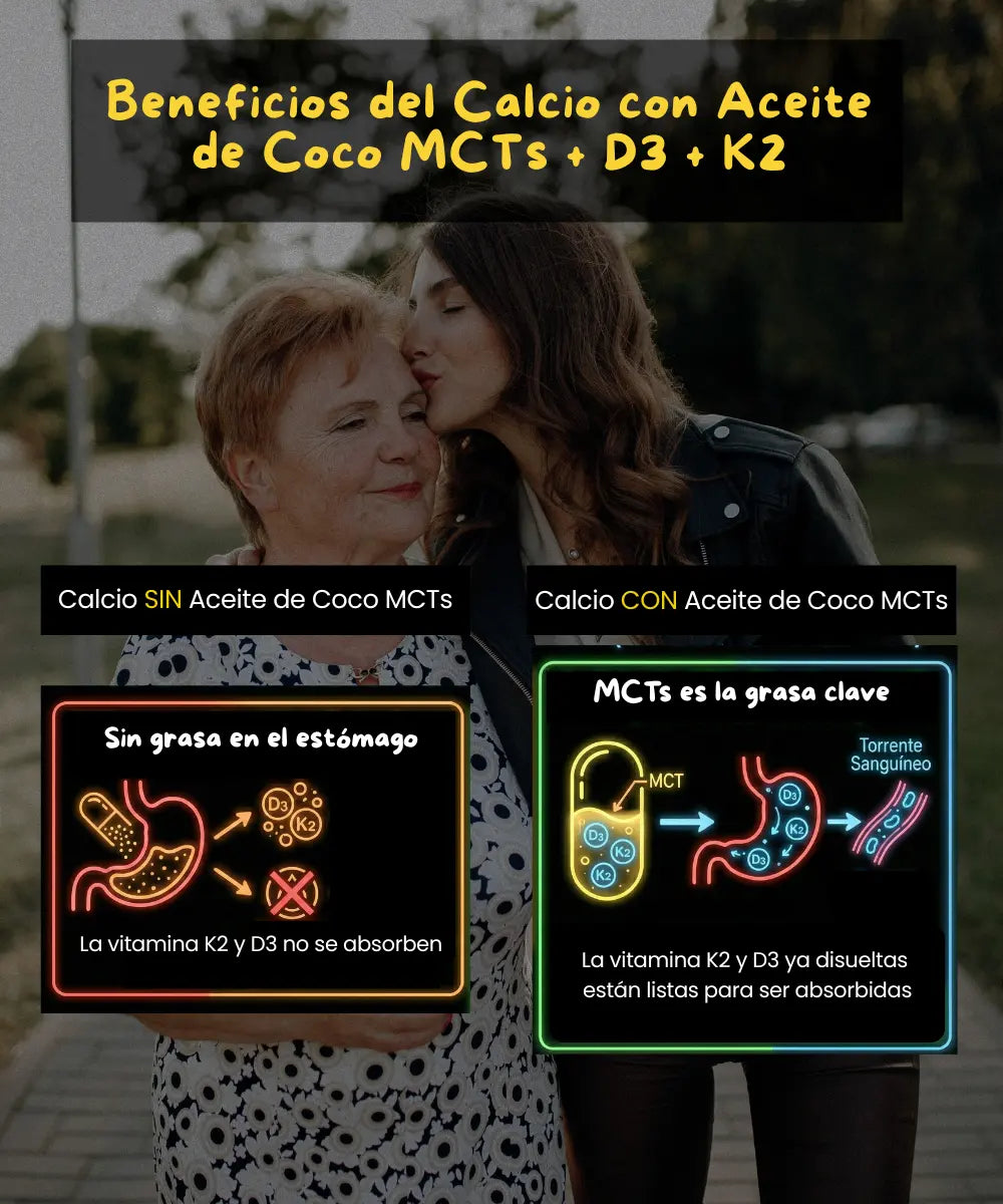 Ultra Calcio | Con Vitamina D3 Y K2 y Aceite de Coco