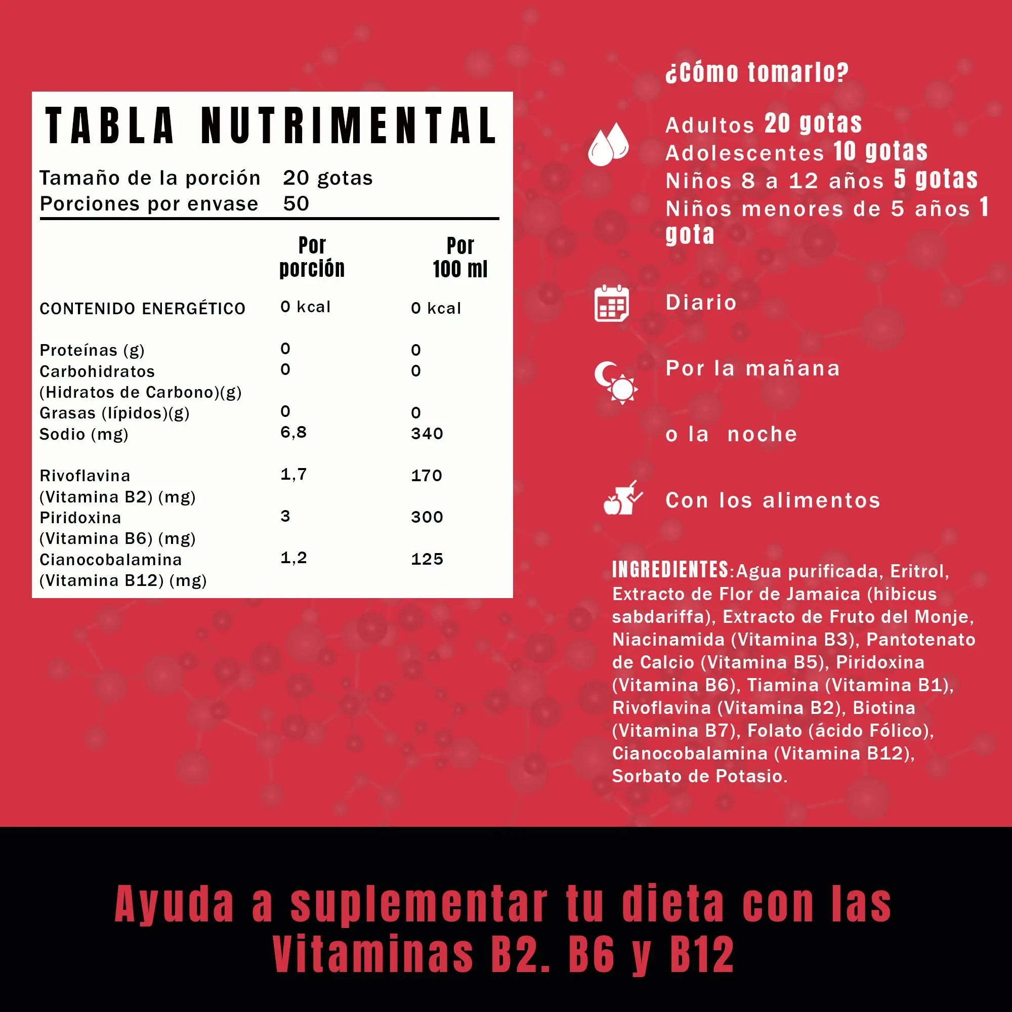 VITAMINA B FOCUS | SABOR HIBISCOS NSN Natural Smart Nutrition