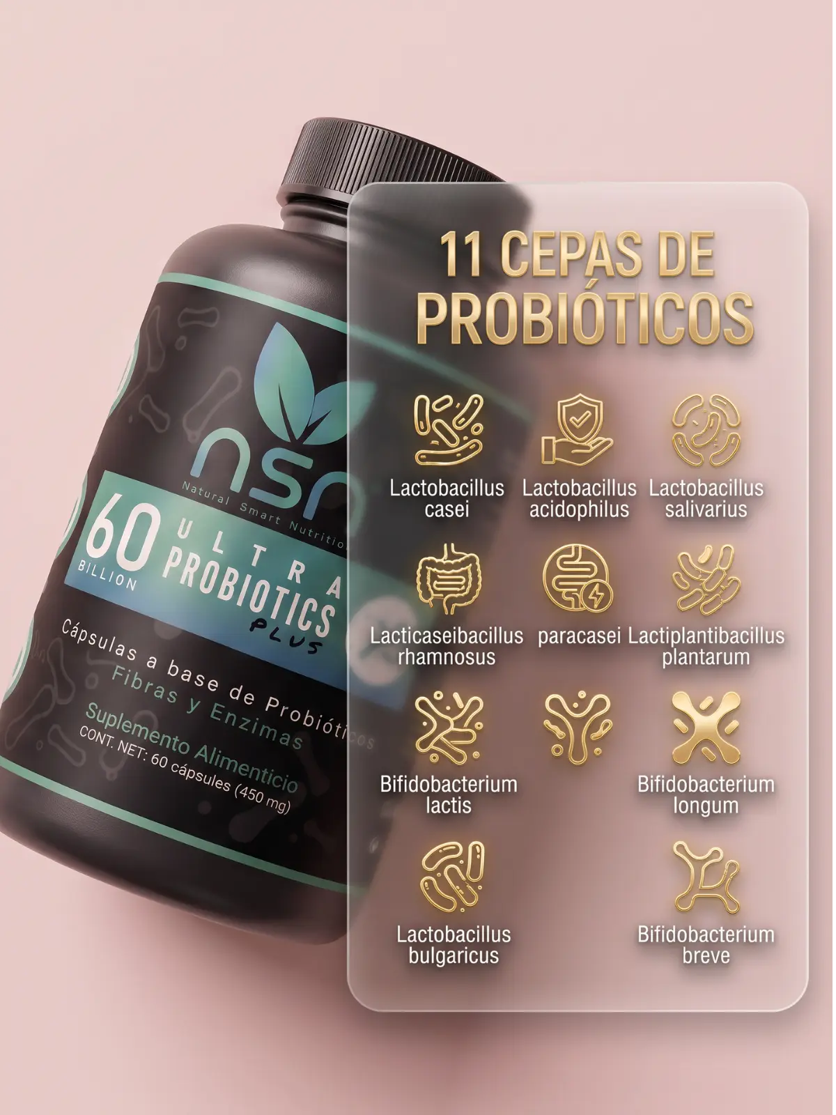 60 Billones de Probioticos Liofilizados | 11 Tipos de probióticos para digestión