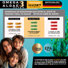 Cargar imagen en el visor de la galería, 2_Omega_3_DHA_EPA_ALGAS_MARINAS_CEREBRO_CORAZON_EMBARAZADAS_NIÑOS_VEGANO
