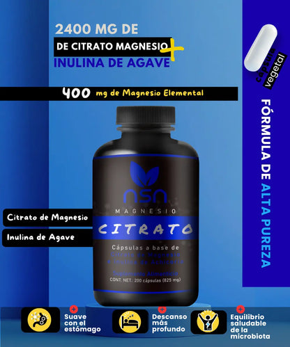 Citrato de Magnesio puro | 200 caps