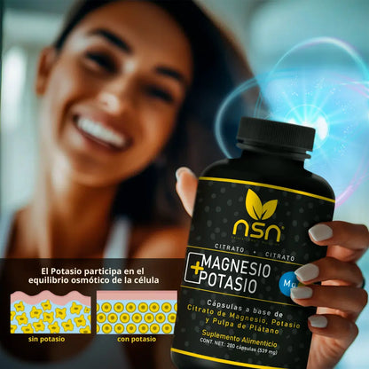 Citrato de Magnesio y Potasio | 200 Caps NSN Natural Smart Nutrition