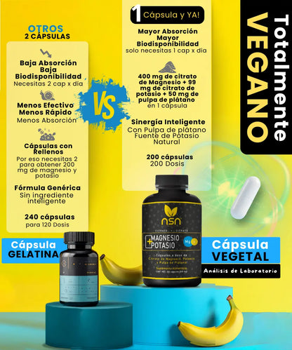 Citrato de Magnesio y Potasio | 200 Caps