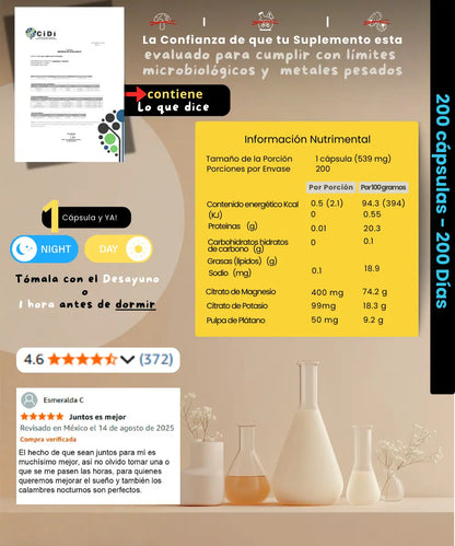 Citrato de Magnesio y Potasio | 200 Caps