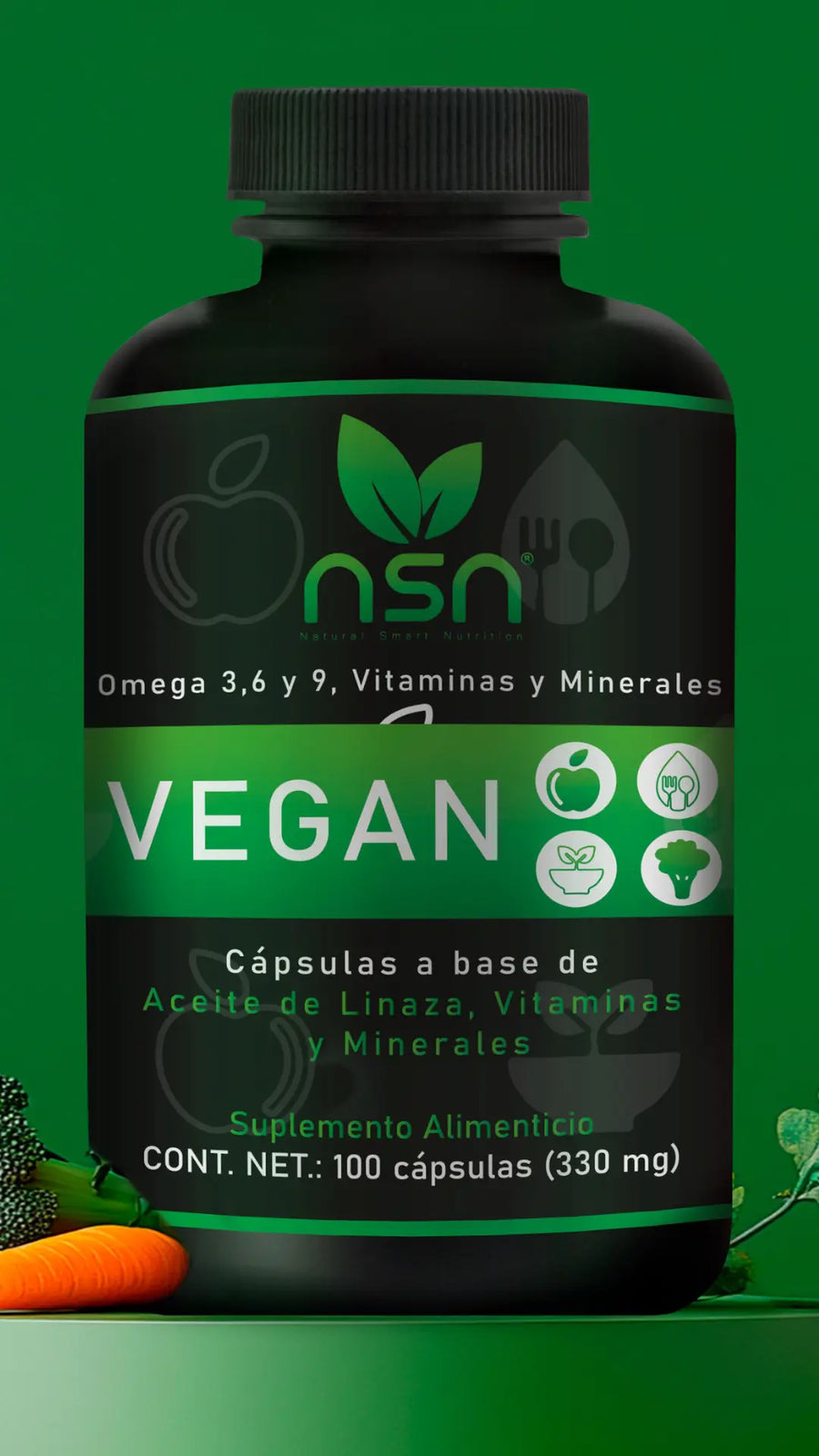 Omegas 3 6 9 | Vegan  | Salud del Cerebro y Corazón