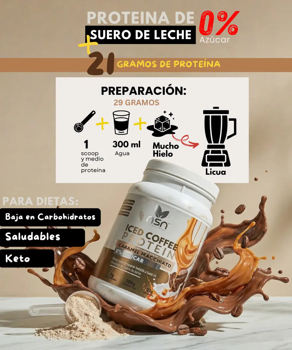 Iced Coffee Protein | Proteína Caramel Macchiato | Polvo para Preparar Iced Coffee