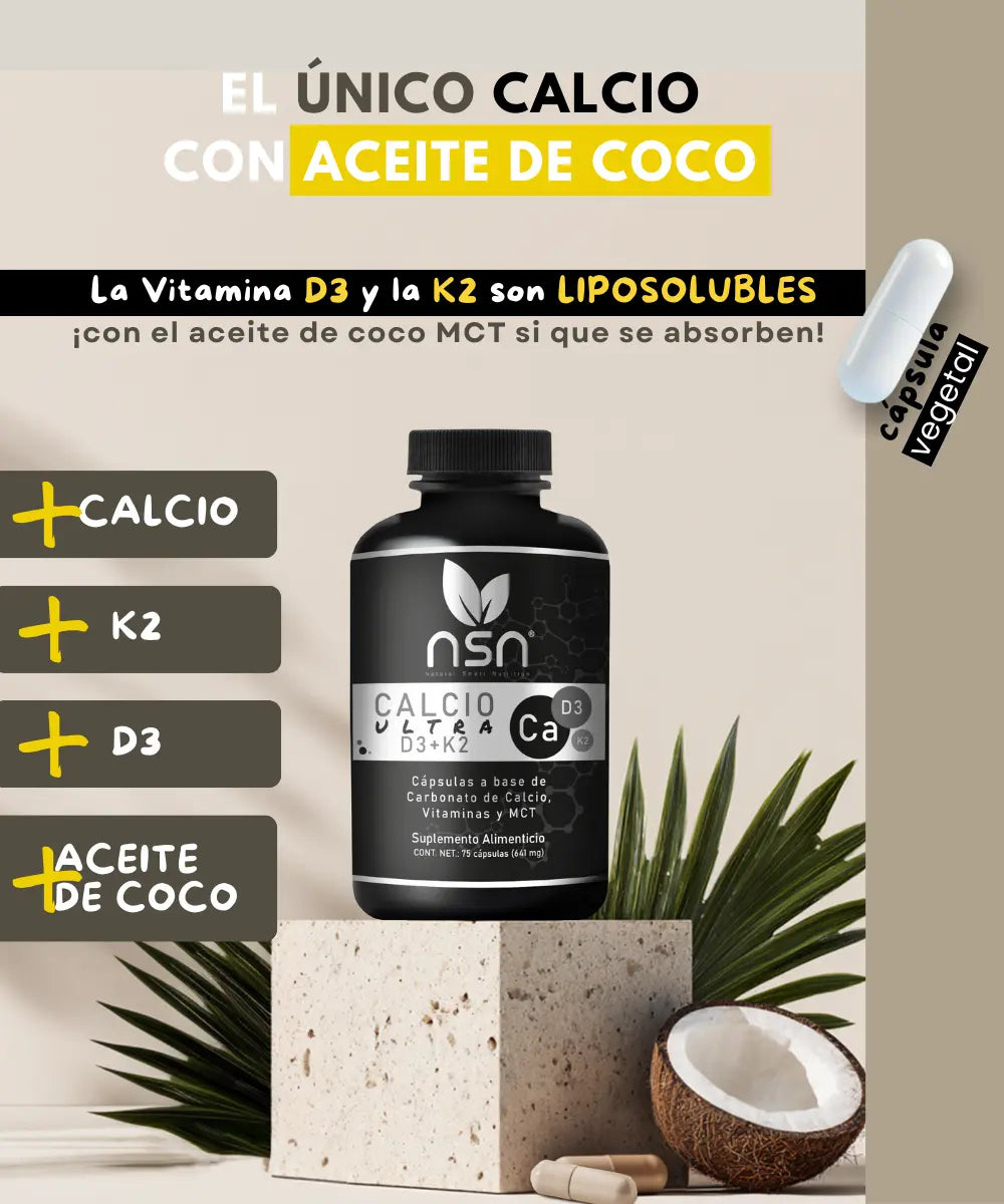 Ultra Calcio | Con Vitamina D3 Y K2 y Aceite de Coco