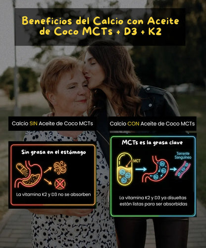 Ultra Calcio | Con Vitamina D3 Y K2 y Aceite de Coco