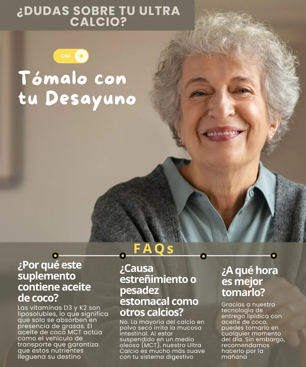 Ultra Calcio | Con Vitamina D3 Y K2 y Aceite de Coco