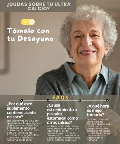 Ultra Calcio | Con Vitamina D3 Y K2 y Aceite de Coco