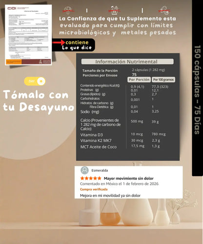 Ultra Calcio | Con Vitamina D3 Y K2 y Aceite de Coco